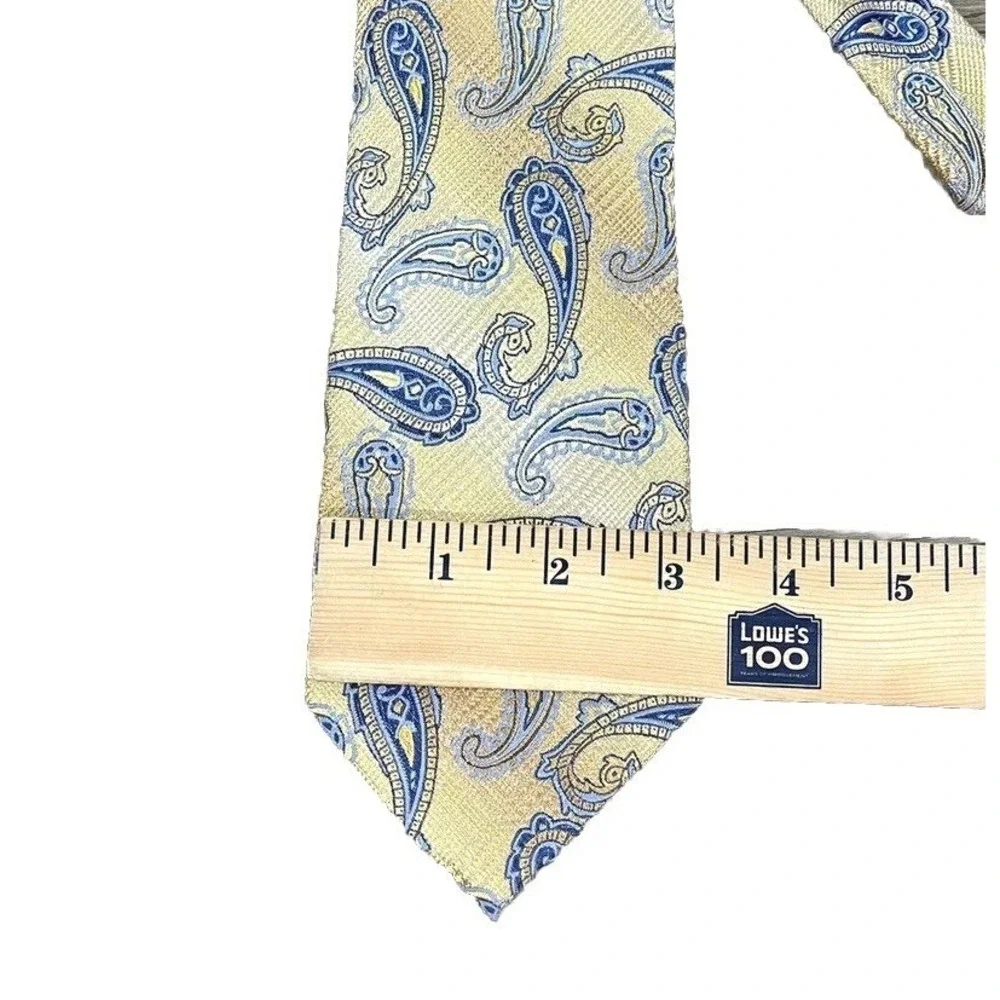 Bruno Piattelli Mens Tie 100% Silk Handmade Designer Italy Yellow‎ Blue Paisley